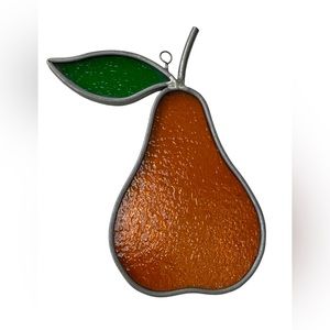 Pear Fruit Artisan Sun Catcher Stained Glass Window Ornament Textured